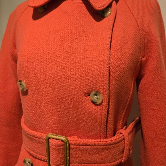 J. Crew Nello Gori Coral Stadium Cloth Wool Double-Breasted Trench Coat, Size 2 - Picture 3 of 8